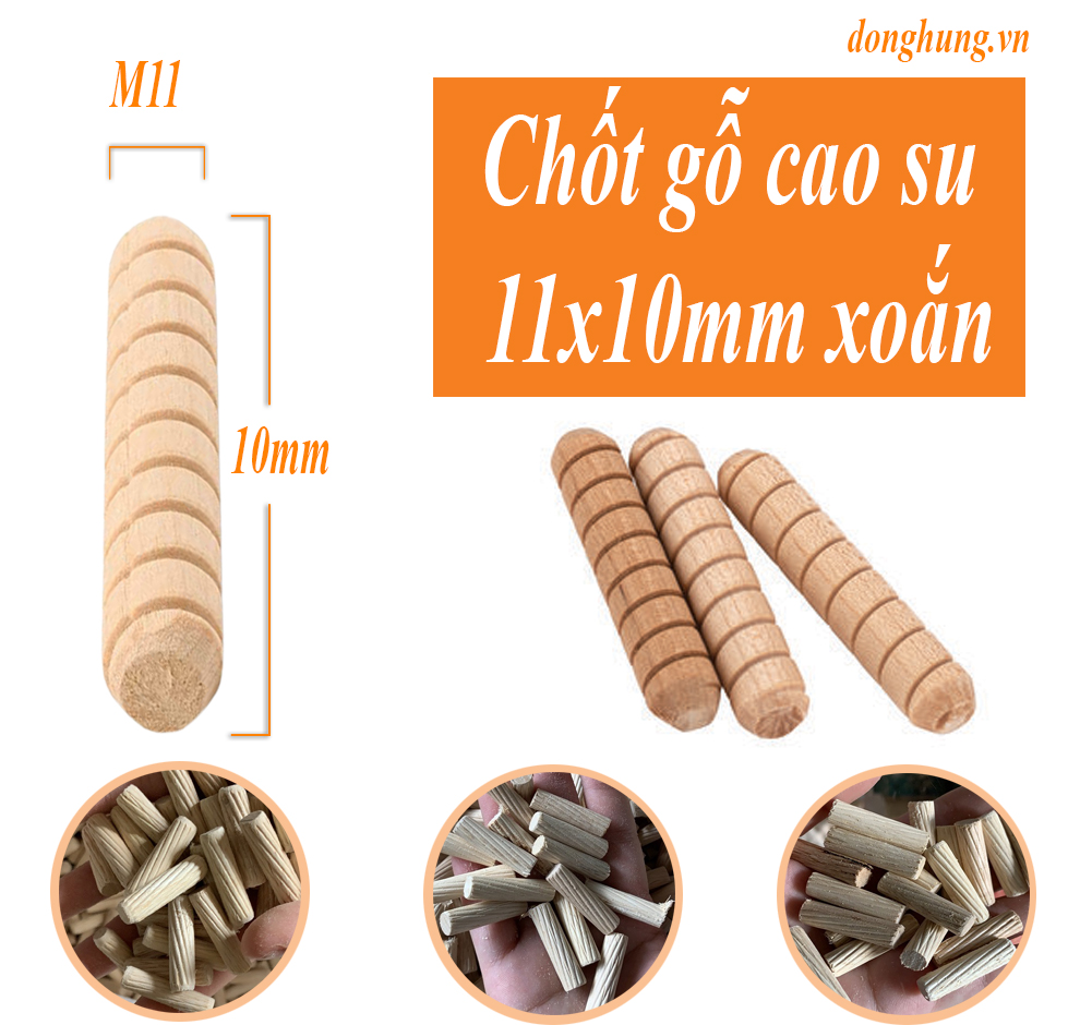 Chốt gỗ cao su 11x10mm (xoắn)